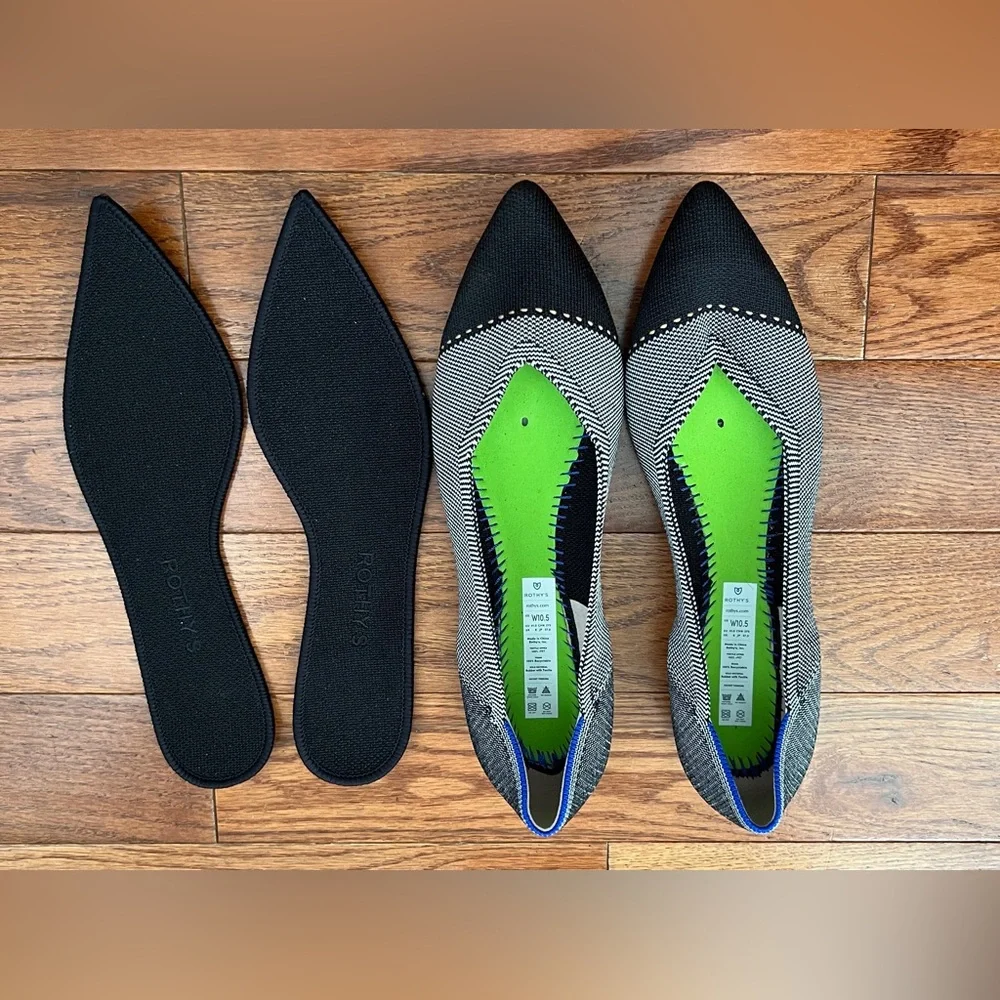 Rothy's The Point Gray-Black Mist Cap-toe Ballet Flat Sz 10.5 - Picture 6 of 8